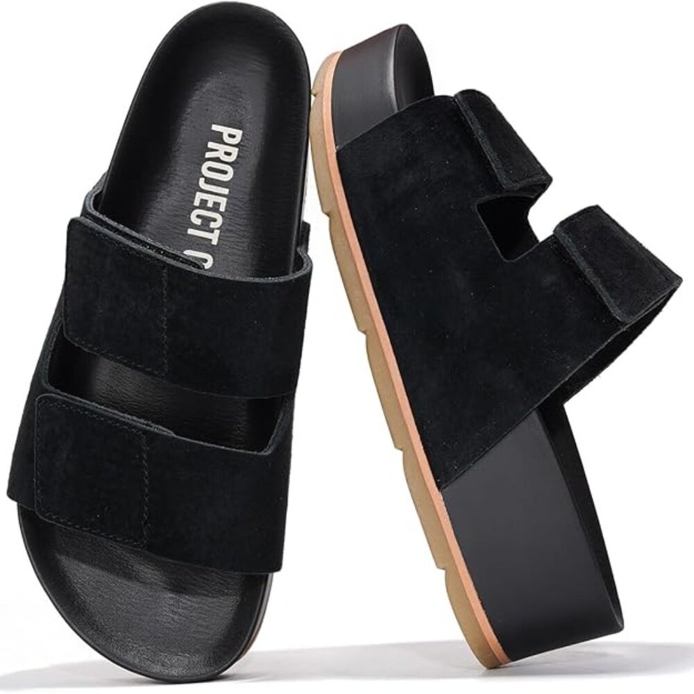 Project Cloud Black Platform Slip On Sandals 8.5 … - image 1